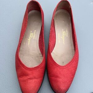 Salvatore Ferragamo Textured Red Loafers